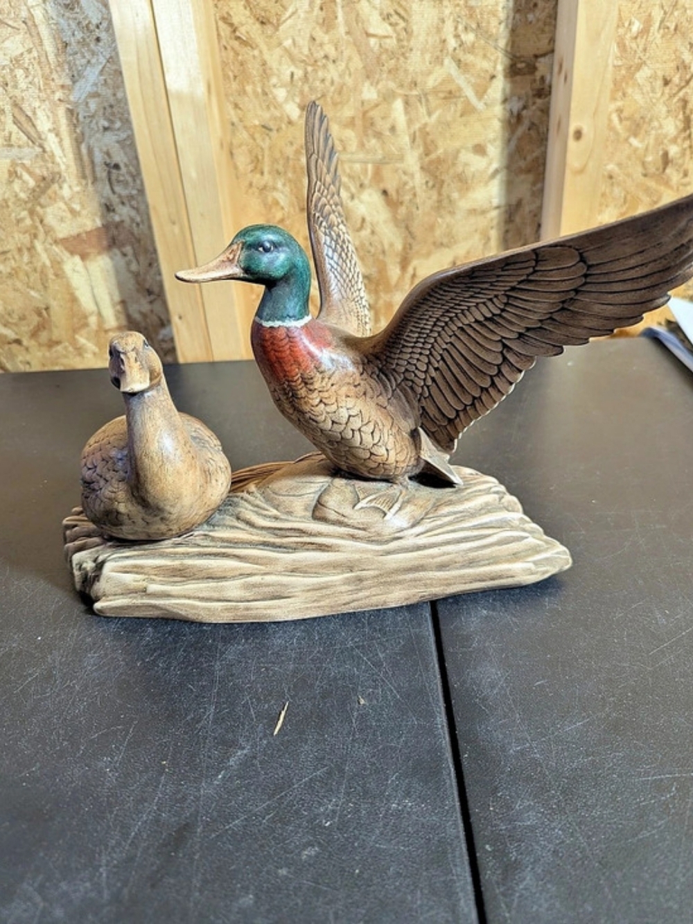 Vintage Holland Mold Duck Sculpture Decor Brown & Blue